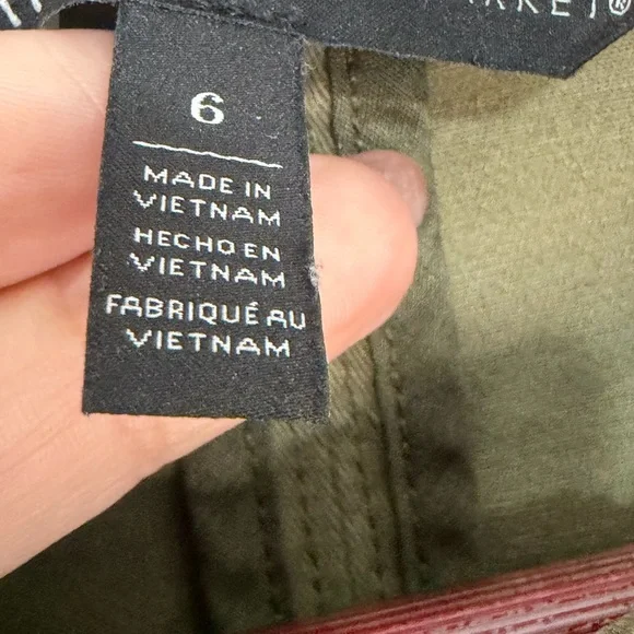 White House Black Market Olive Military Jacket Gold Buttons Utility Size 6 - Picture 9 of 15